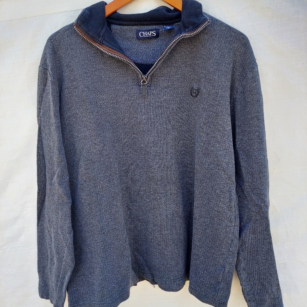 Chaps Half Zip Gray Pull Over Sweater Men's Sz XL